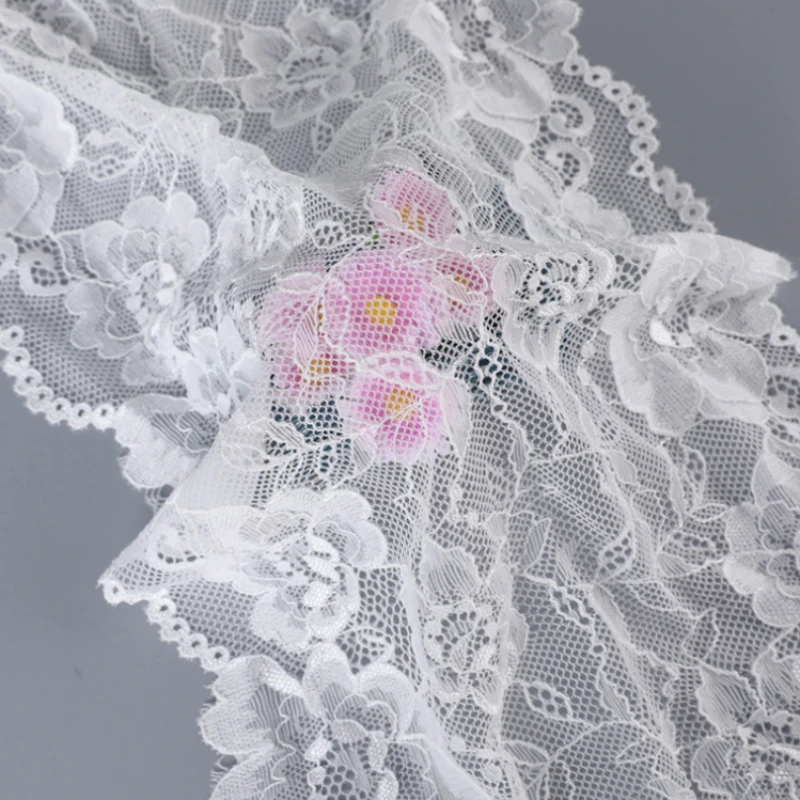 Lace Fabric Lace Garment Accessories Lace Sewing Supplies Lace Sewing Accessories Lace Accessories Lace Decoration 3Yards 20cm width Elastic Lace Fabric DIY Crafts Sewing Decoration Accessories For Garments Elastic Lace Trim White Black