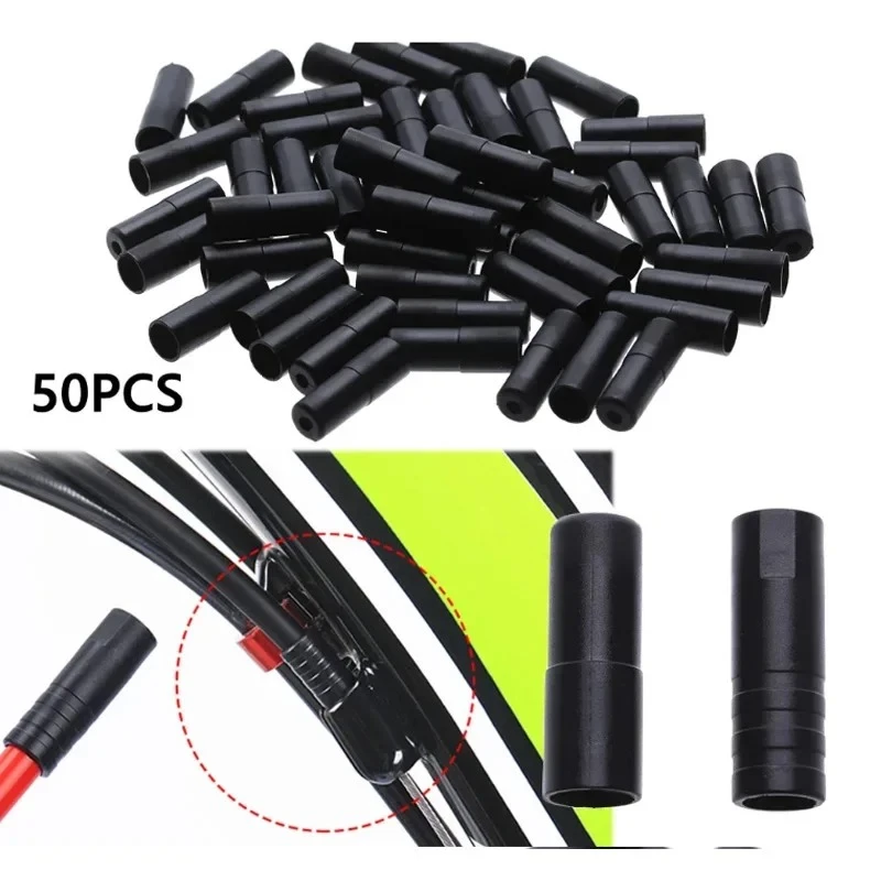Bicycle Brake Cable Tips 50pcs Mountain Road Bike Brake Gears Outer Cable End Caps Crimps Shift Derailleur Wire Tip Cap Housing
