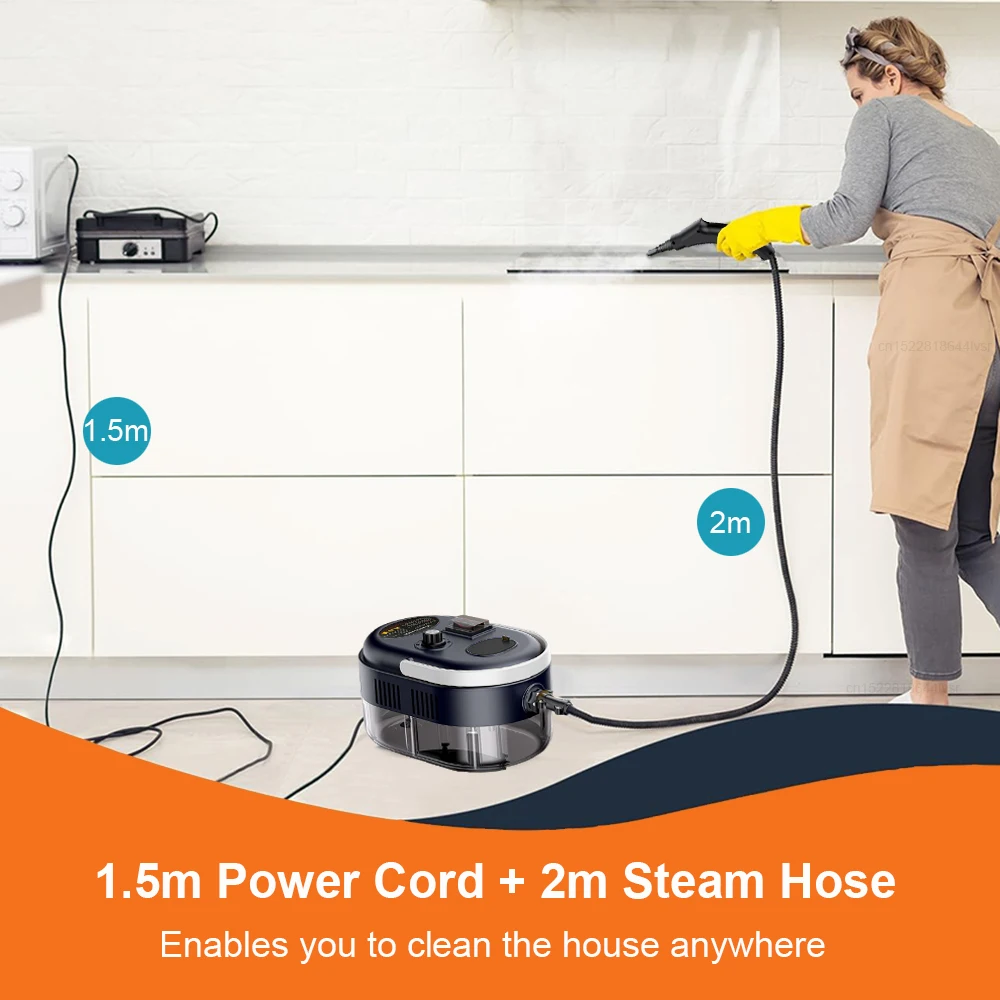 Steam Cleaner High Pressure Steam Cleaner 1500W Handheld High Temperature Steam Cleaner for Home Kitchen Hood Car Steam Cleaning 6