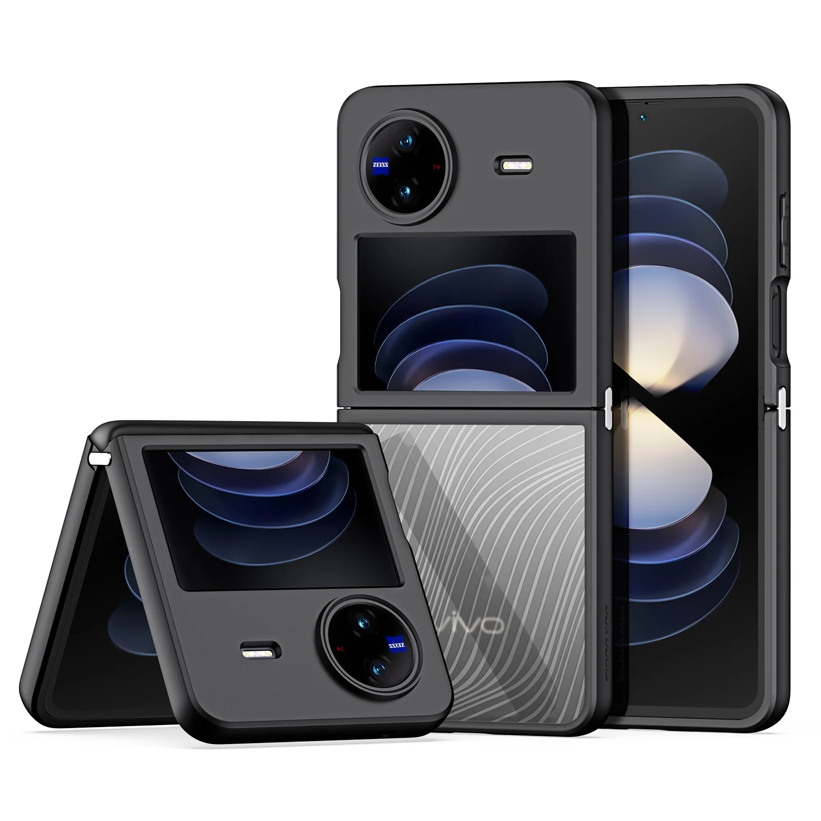 

For VIVO X Flip Phone Case TPU+PC Dull Polish Transparent Back Cover Will Not Turn Yell Fold Up and Down