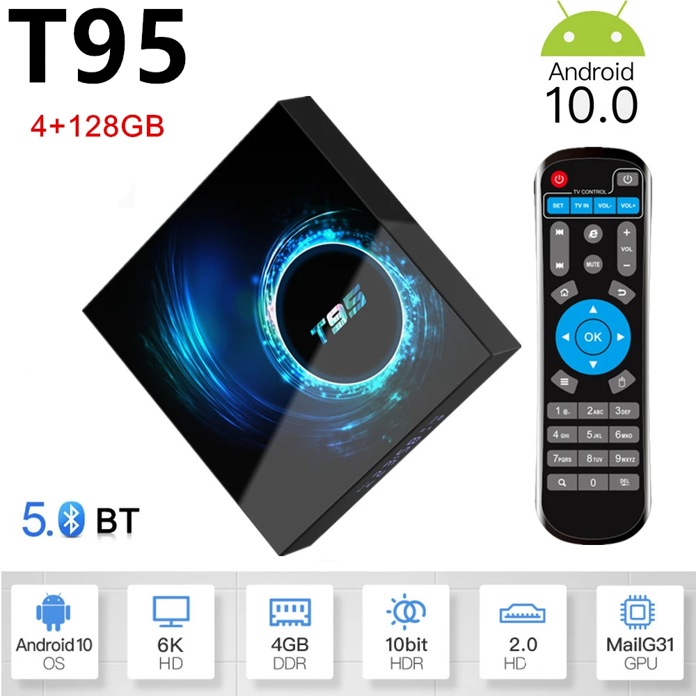 

Smart TV Box 2024 T95 HD 6K Android 10.0 Allwinner H6 4GB 128GB Dual WiFi Media Player PK X96Max plus TXS9 Android box