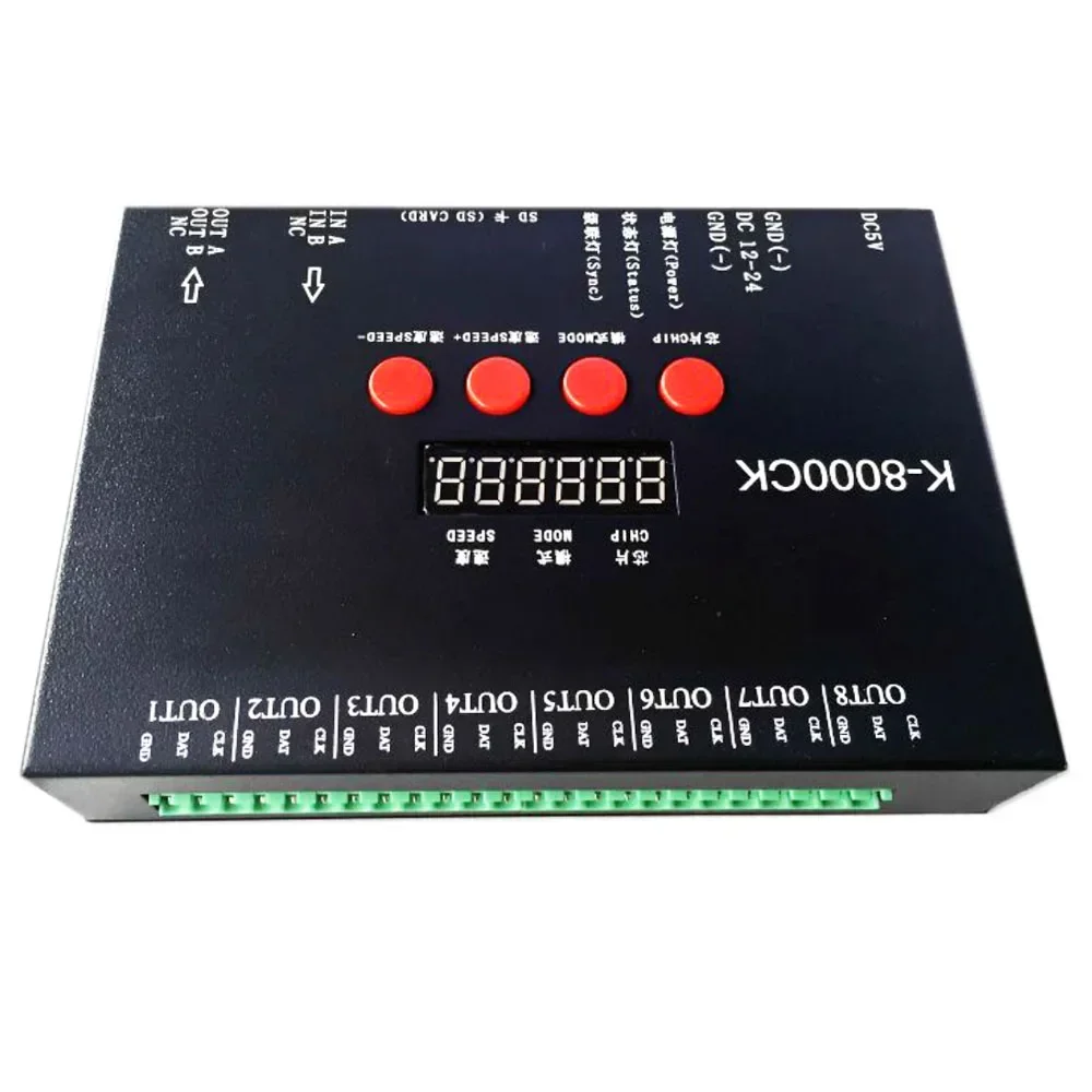 K-8000CK LED pixel SD card controller (T-8000'upgraded version) ;off-line;8192 pixels controlled;SPI signal output