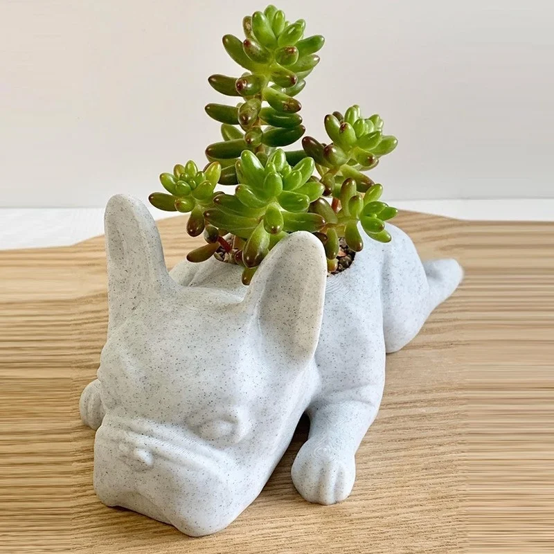 1 Pcs The Puppy Statue Planter Resin Ornament Succulents Flower Pot Home Office Desktop Garden Decoration 10x5x3.5cm