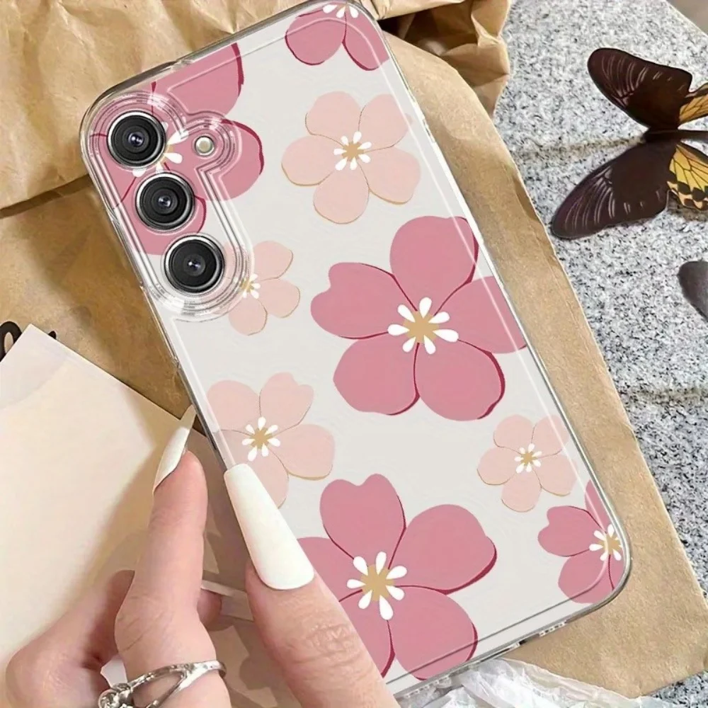 Pink Large Flower Transparent Silicone Phone Case