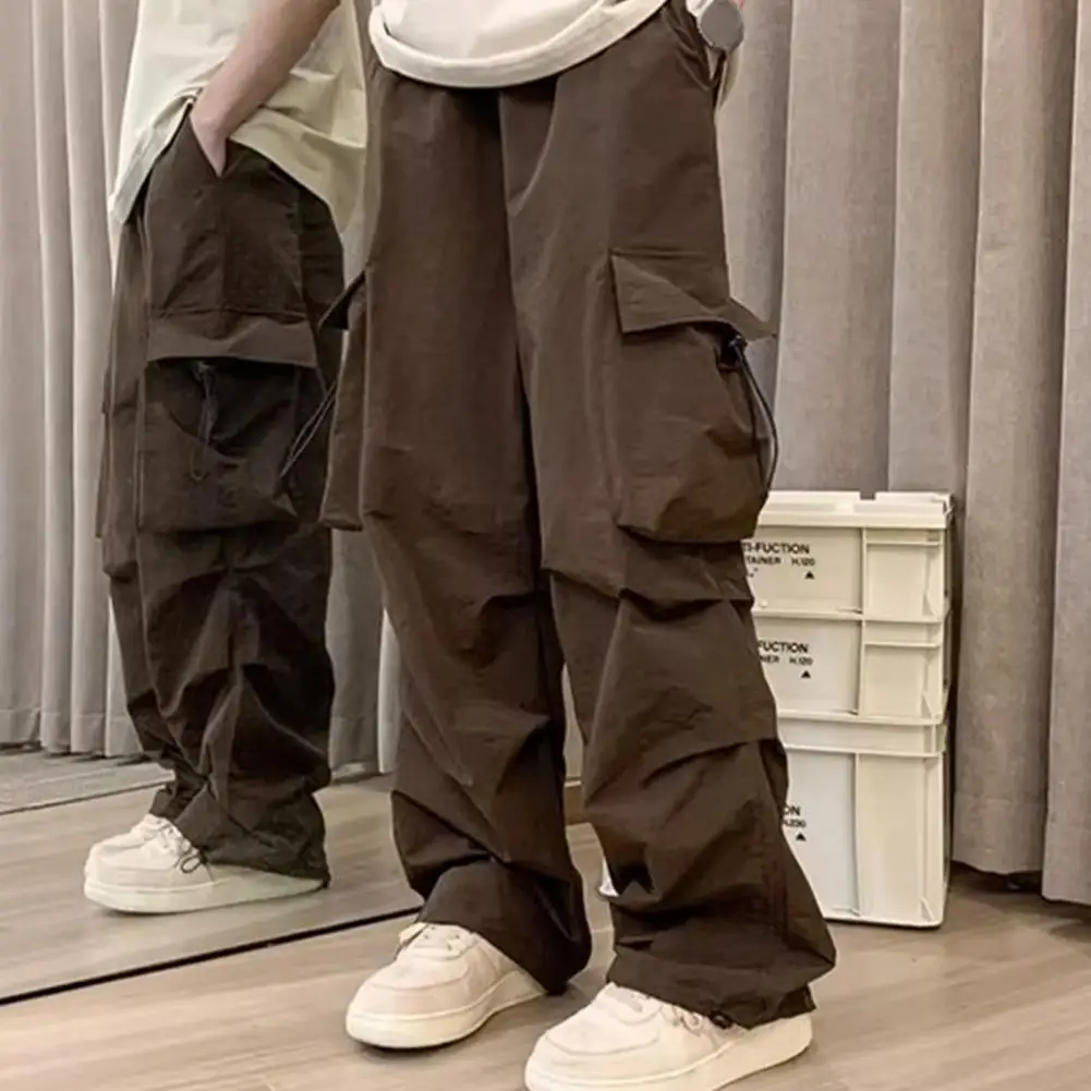 

Брюки-карго мужские с несколькими карманами, уличный стиль, свободные штаны с эластичным поясом, модная удобная одежда в стиле хип-хоп