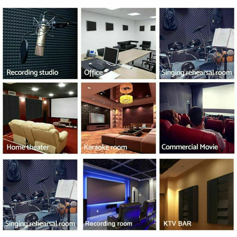 12 Pack Pyramid Shape Soundproof Foam Sound Proof Padding Treatment Panel For Echo Bass Insulation