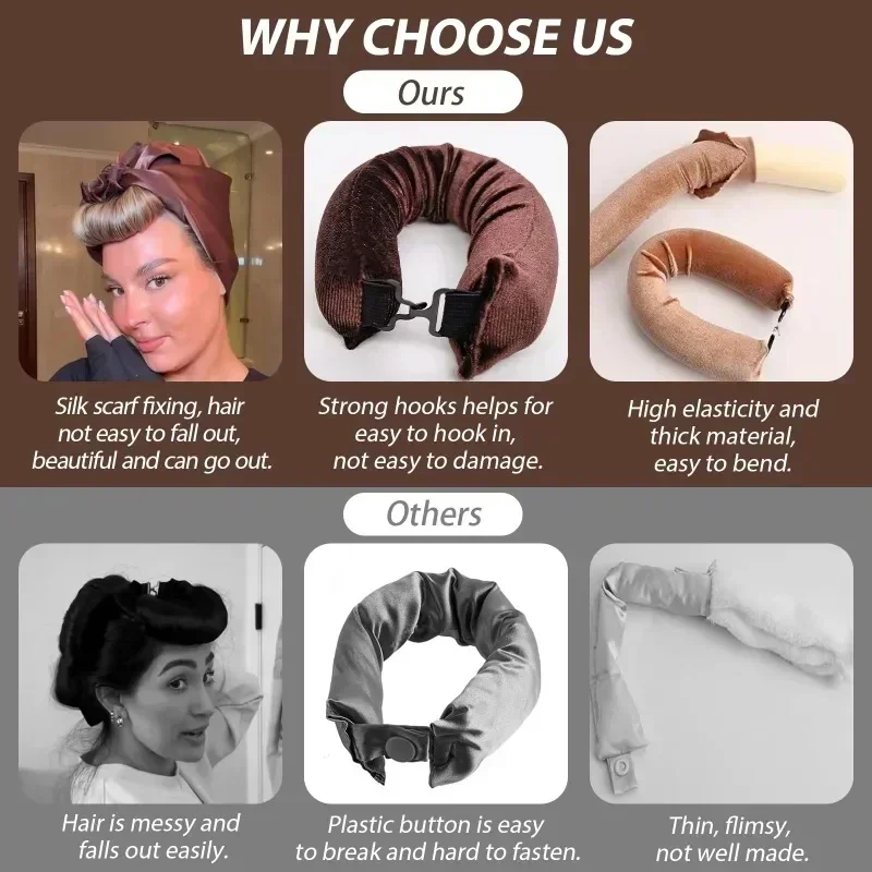 Hair Curling Tools Heatless Hair Curler No Heat Hair Rollers Curling Rod Headband Scarf Soft Sleeping Lazy Curls Flexi Rods Styling
