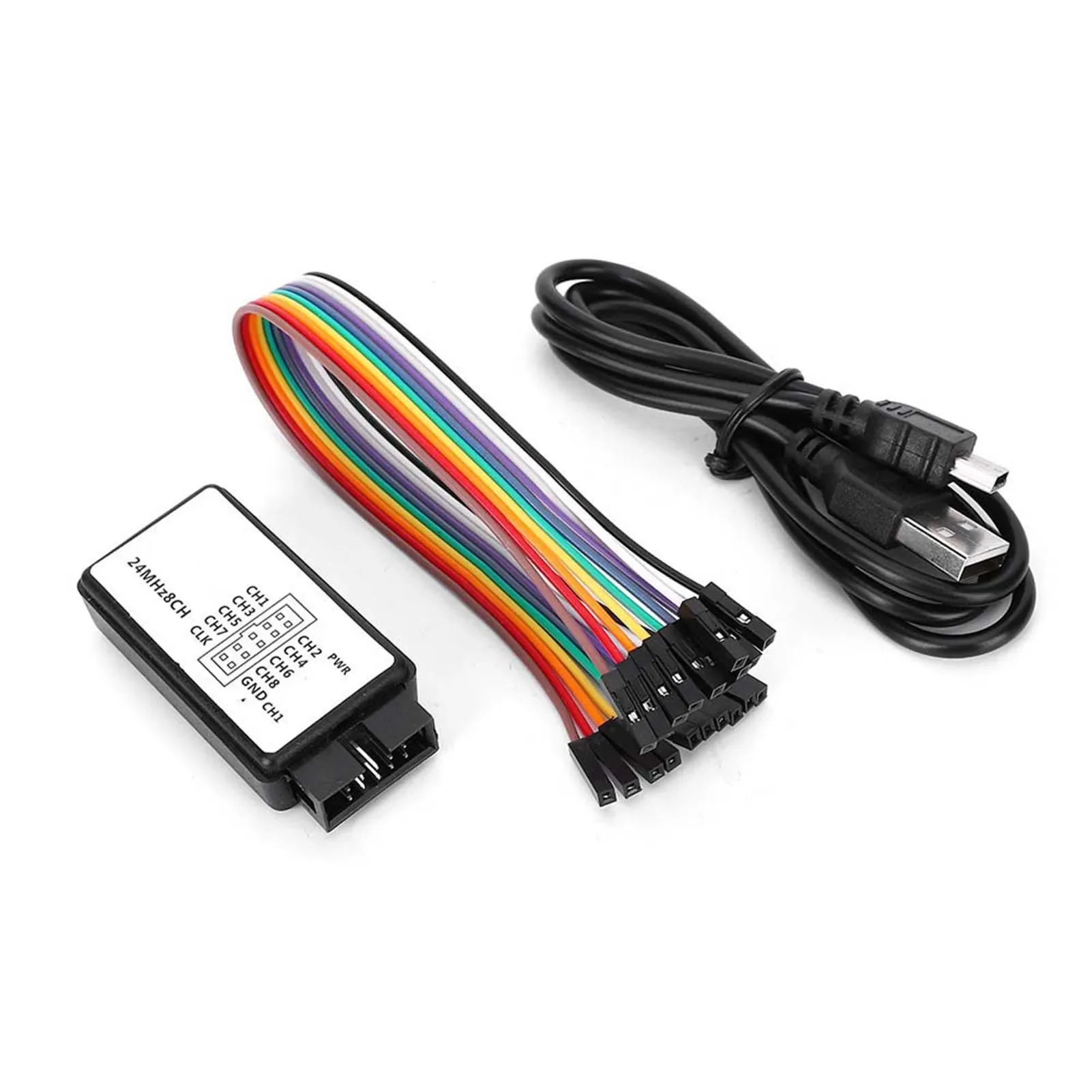 Logic Analyzer 24MHz Logic Analyzer Device USB Device Set Mini Digital Pocket Size 8 Channel Input Memory 24MHz