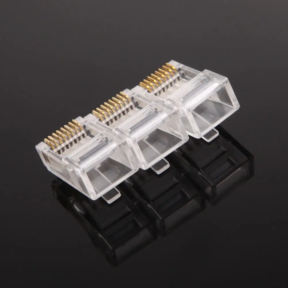 RJ45 CAT6 CAT5e Connector 8P8C Modular Plug Adapter Ethernet Cable Head 1Gbps Gigabit Network Crimp Crystal UTP 10/50pcs OMAY