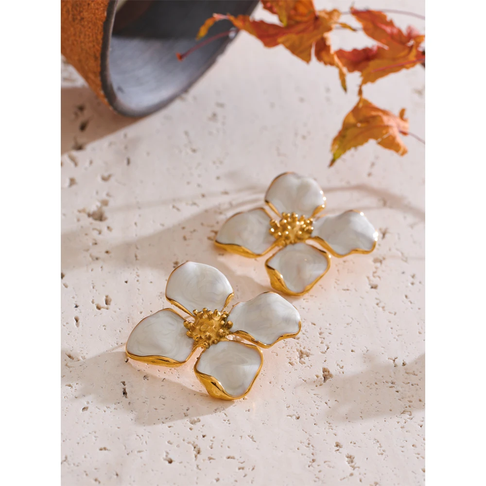 Yhpup Waterproof Earrings 18K Golden PVD Plated Stainless Steel
