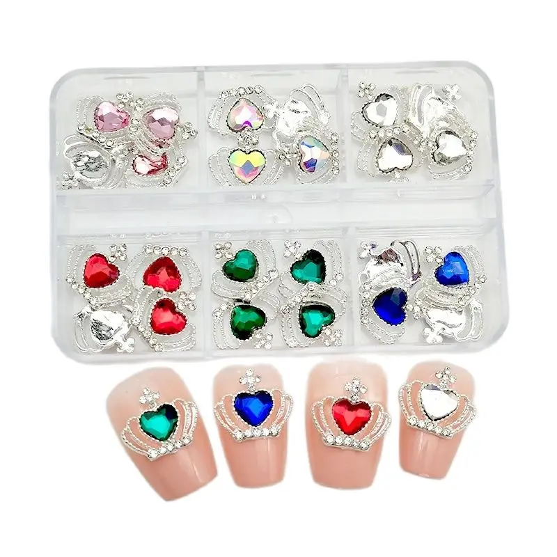 6 Grids Nail Rhinestones Saturn Planet Cross Nail Charms Jewelry Luxe Nail Parts Diamond Crystal Nail Art Decoration Accessories 3