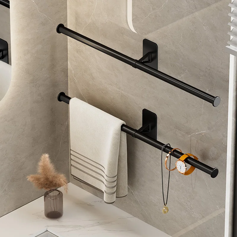 Toallero colgador de toallas de baño, soporte para colgar en la pared,  barra negra, barra blanca, estante de baño, estante de almacenamiento de  cocina