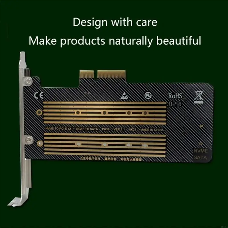 B0KA M.2 NVME Card Double SSDs To PCIE Adapter Card Supports M+B Key SSDs To PCIE Converters NVME Adapter