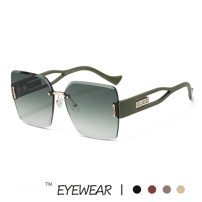 New High-end Women's Korean Version Personalized Frameless Cut Edge Sunglasses Fashion Square Large Frame Plain Glasses_voghion.com