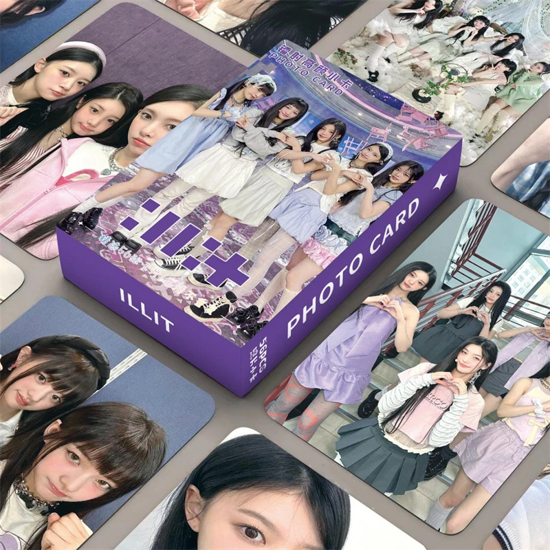 KPOP ILLIT LEE WONHEE Álbum Cartão Pequeno, Laser Cartão Lomo, Coleção de Presentes da menina, YUNAH MOKA, Cartão Postal Foto, 55pcs por conjunto