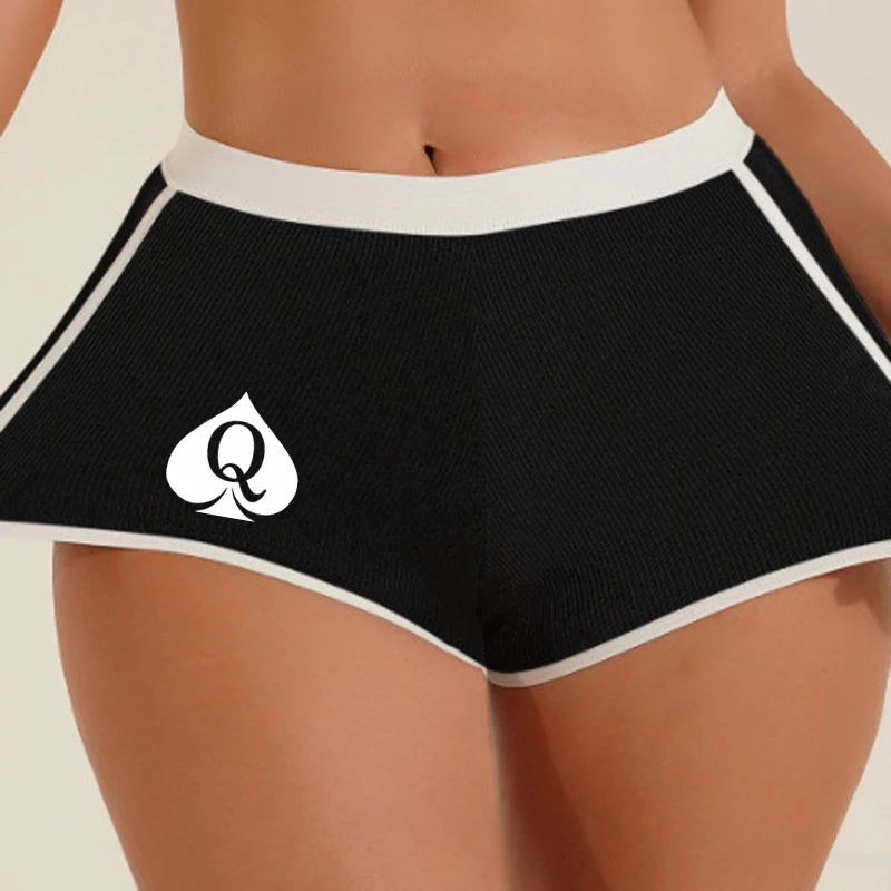 

Queen of Spades Women's Boxers Seamless Solid Color Mid-rise Women's Sexy Boyshort Abdominal Lifting Hip Sports Youth Underwear