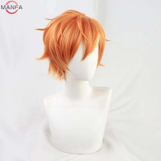 Anime Vivid BAD SQUAD Shinonome Akito Cosplay Wig Short Orange Wigs Heat Resistant Synthetic Hair Halloween Unisex Wig + Wig Cap 2