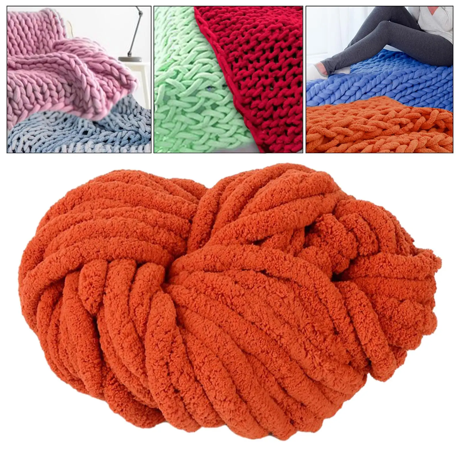 Chunky Chenille Yarn Gauge 7 Plush Jumbo Yarn Acrylic Thick Yarn Bulky Yarn for Hat Crochet Bed Arm Knitting Throw 3