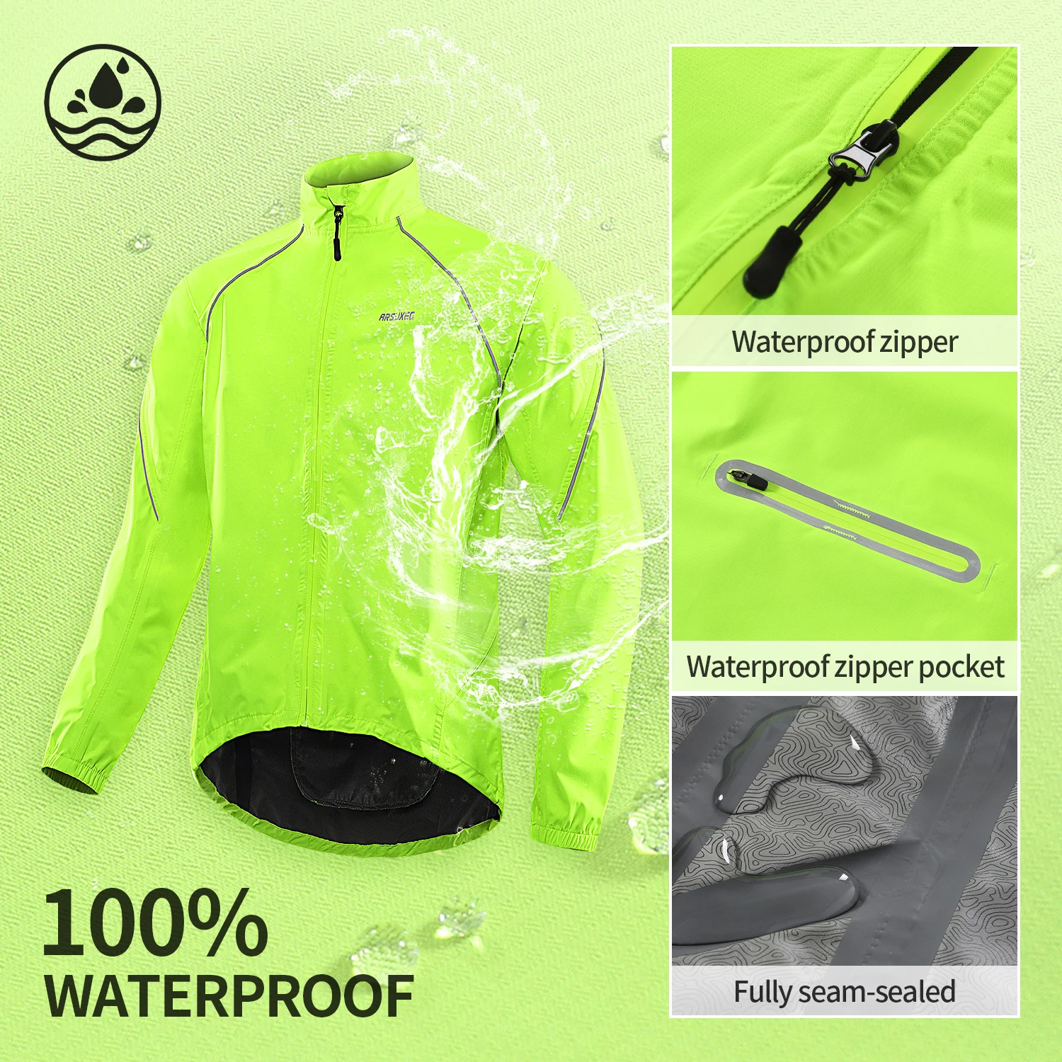 Mens Cycling Windbreaker Jackets Bicycle Raincoat Waterproof Motorcycle Clothing Outerwear Bike Jersey ARSUXEO