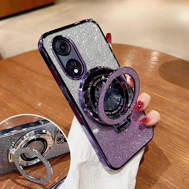 Custodia di lusso con supporto glitter per OPPO A17 Reno 11F 12 11 10Pro A16 A53 A54 A57 A58 A73 A74 A77 A78 F17 F19 Custodia Cover_voghion.com