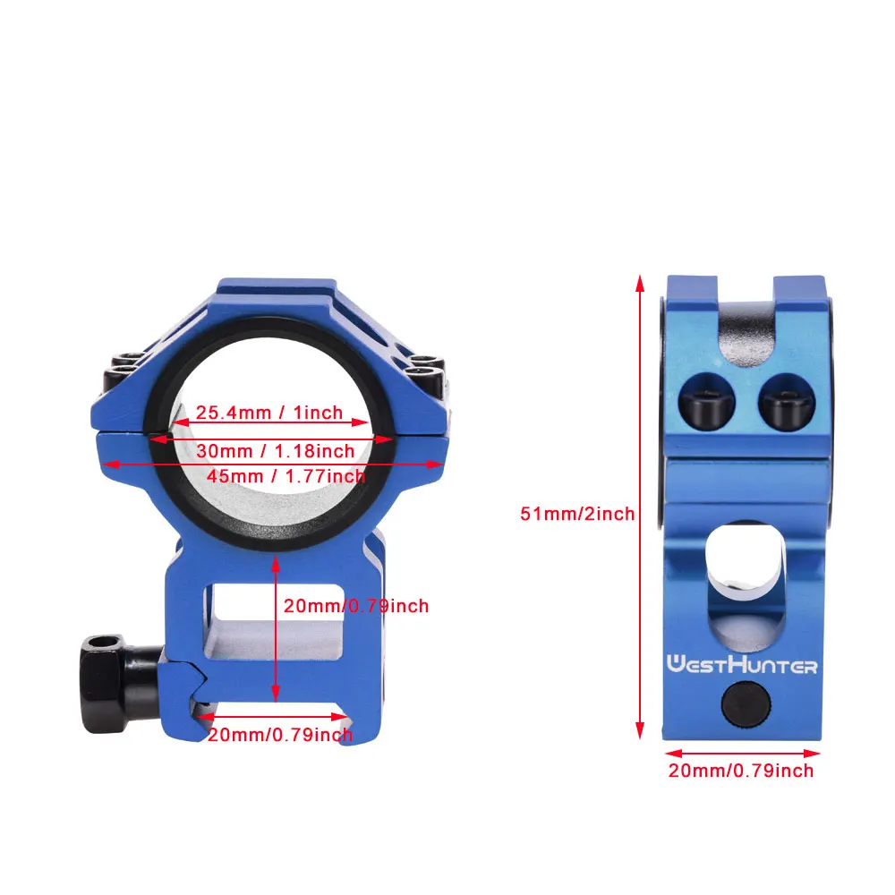 2 Peças de Alto Perfil Dia 25.4mm 30mm Caça Riflescope Monte para Picatinny 20mm Rail Air Rifle Âmbito Anéis Montagens