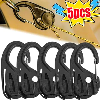 1/5pcs Tent Drawstring Hook Rope Tightener Cast Hooks Without Knotting Self-Locking Binding Fixed Outdoor Adjustment Rope Tools