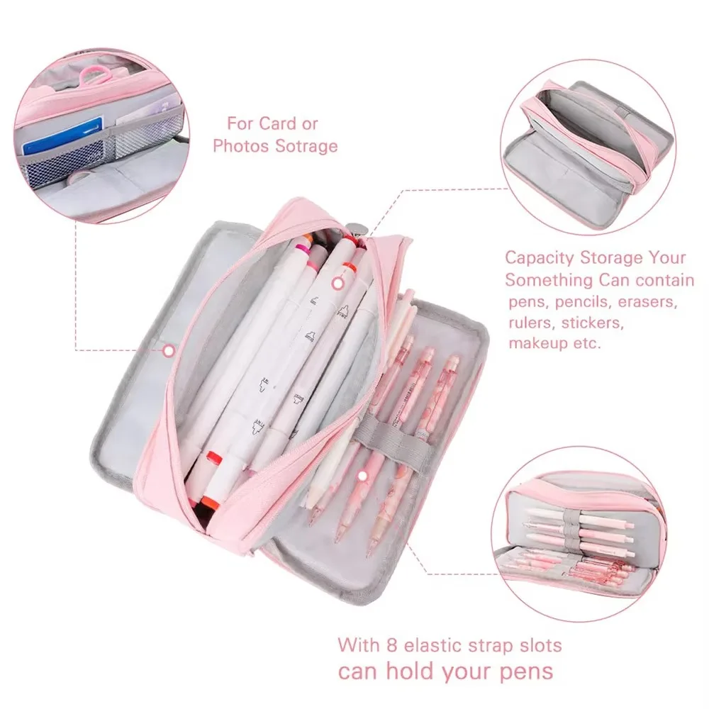 High Quality 3/4 Compartment Pencil Case Multilayers Pen Bag Transparent Partition Stationery Storage Pouch Stationery Organizer