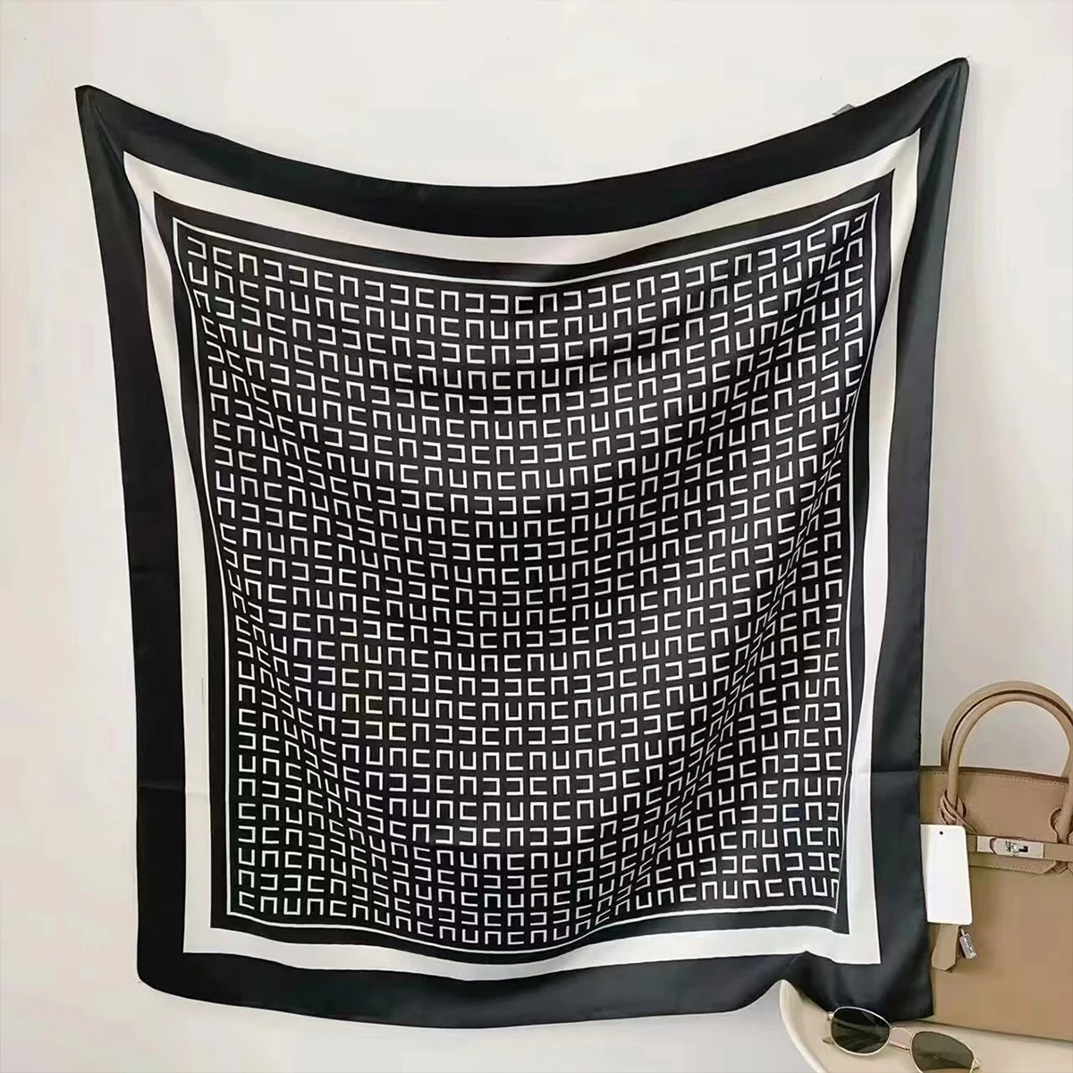 Large Square Scarf – High-End Fashion Shawl, Spring Vacation Sarong, Elegant Floral Printed Beach Cover-Up and Head Wrap Safety Accessories Scarves & sarongs