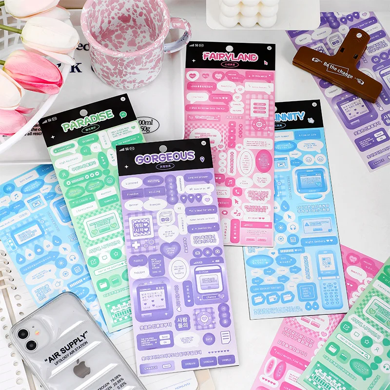 1 Pc Cute Colorful Cartoon Frame Pattern Stickers Adesivi Coreani Fai Da Te Kpop Photo Scrapbooking Journaling Deco Toploader Stickers