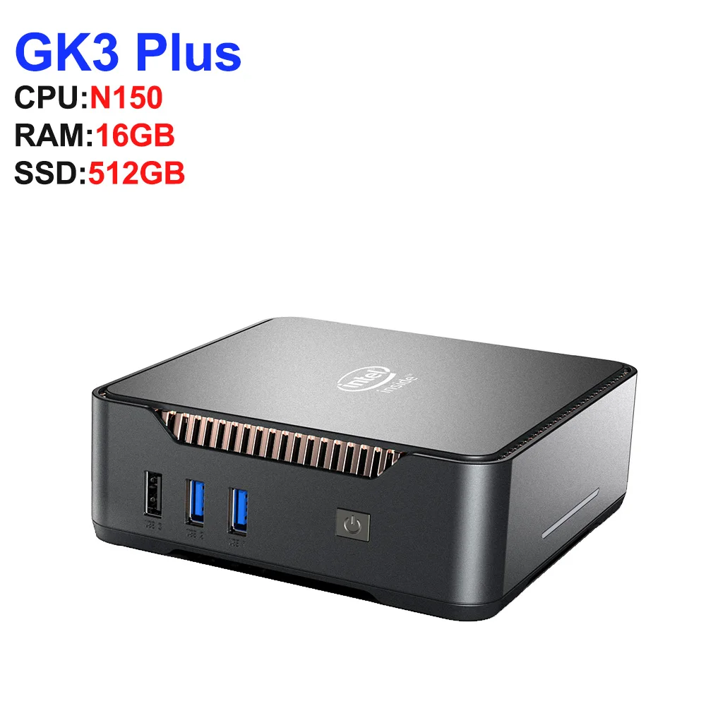 thumbnail image 1 of Mini PC GK3V para juegos, Intel Alder Lake N100/N95, 8 GB, 16 GB, 1 TB, NVMe, Windows 11 Pro, 4K, HD, VGA, Win 11, 1 of 5