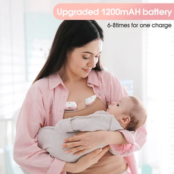 2 Pcs Electric Wearable Breast Pump 1200mAh USB Chargable Silent Milk Extractor Painless Automatic Milker Comfort Breastfeeding 4