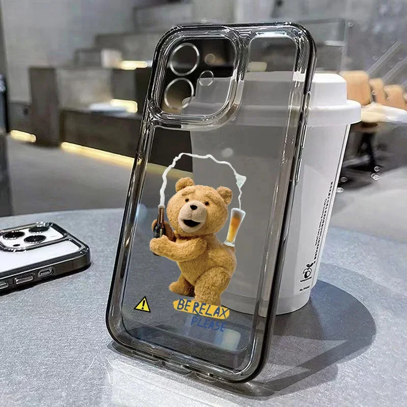 thumbnail image 1 of Funny Cartoon Bear Clear Phone Case For iPhone 14 Pro Max 11 12 13 15 Pro Max Mini X XS XR 78 14 15 Plus Luxury Shockproof Cover, 1 of 5