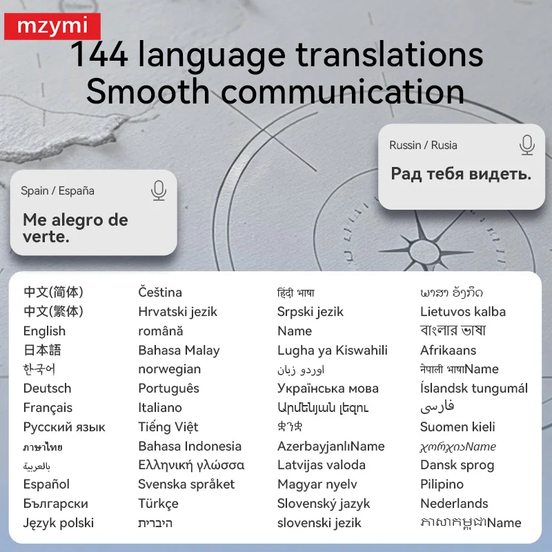  mzymi A98 AI Intelligent Translation Wireless Earbuds Bluetooth5.4 Earphones Noise Cancelling In-Ear Multi-Language Headset 6