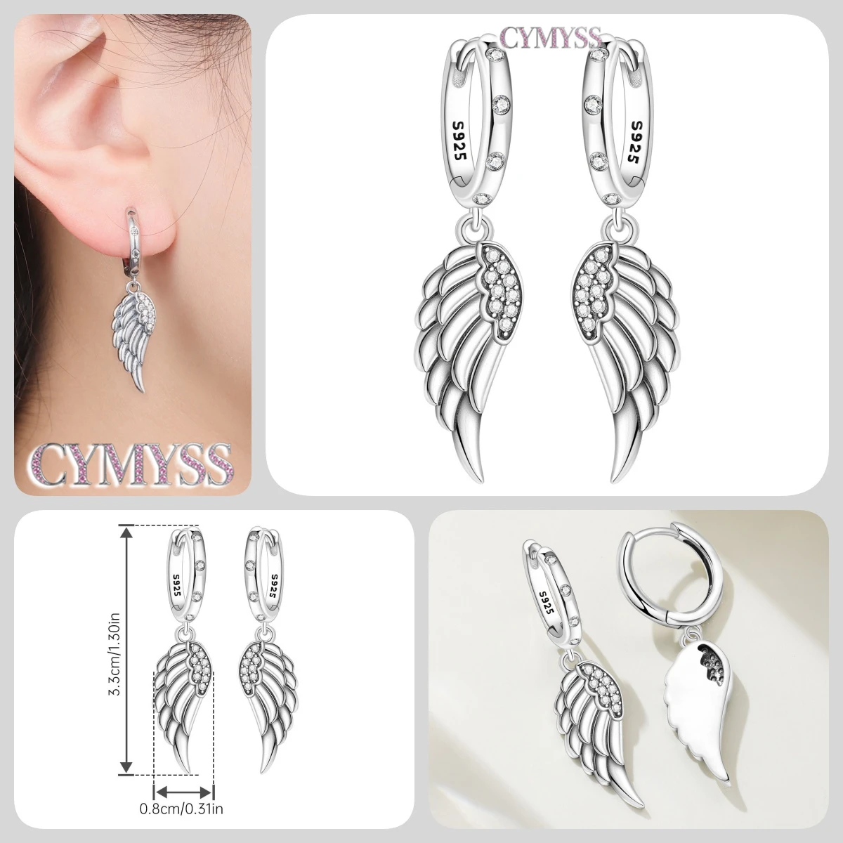 NEUES Original-Design aus 925er-Sterlingsilber, niedliches Haustier, sternförmige Katze, Ohrringe, Schmuck, Damenmode, Party, Geburtstag, Geschenk, Ohrschlaufen – Detail 16