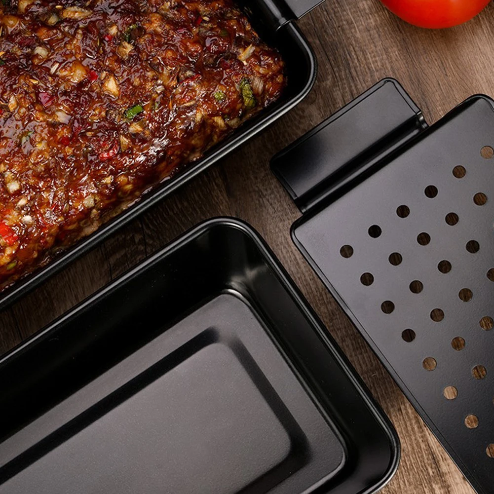 Rectangular Toast Baking Pan with Drainage Tray Pie Meatloaf Metal Pan Nonstick Household Bread Bake Mold Home Kitchen Tools