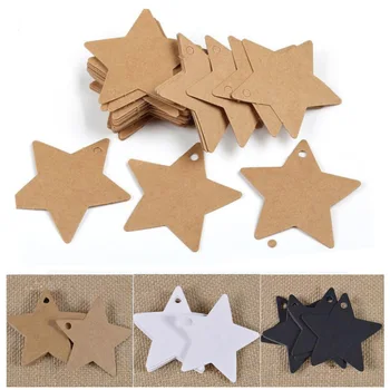 100pcs/set Five-pointed Star Pendant Christmas Wedding Label Party Gift Card Hanging Tags Christmas Ornaments Party Decorations