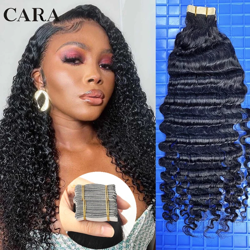 3B 3C Mongolian Afro Kinky Curly Tape In Human Hair Extensions For Black Women Kinky Curly Tape Ins Human Virgin Hair CARA