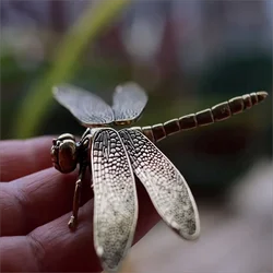Antique - Style Brass Dragonfly Figurine - Vintage Home & Office Desk Decor Collectible (1 PC)