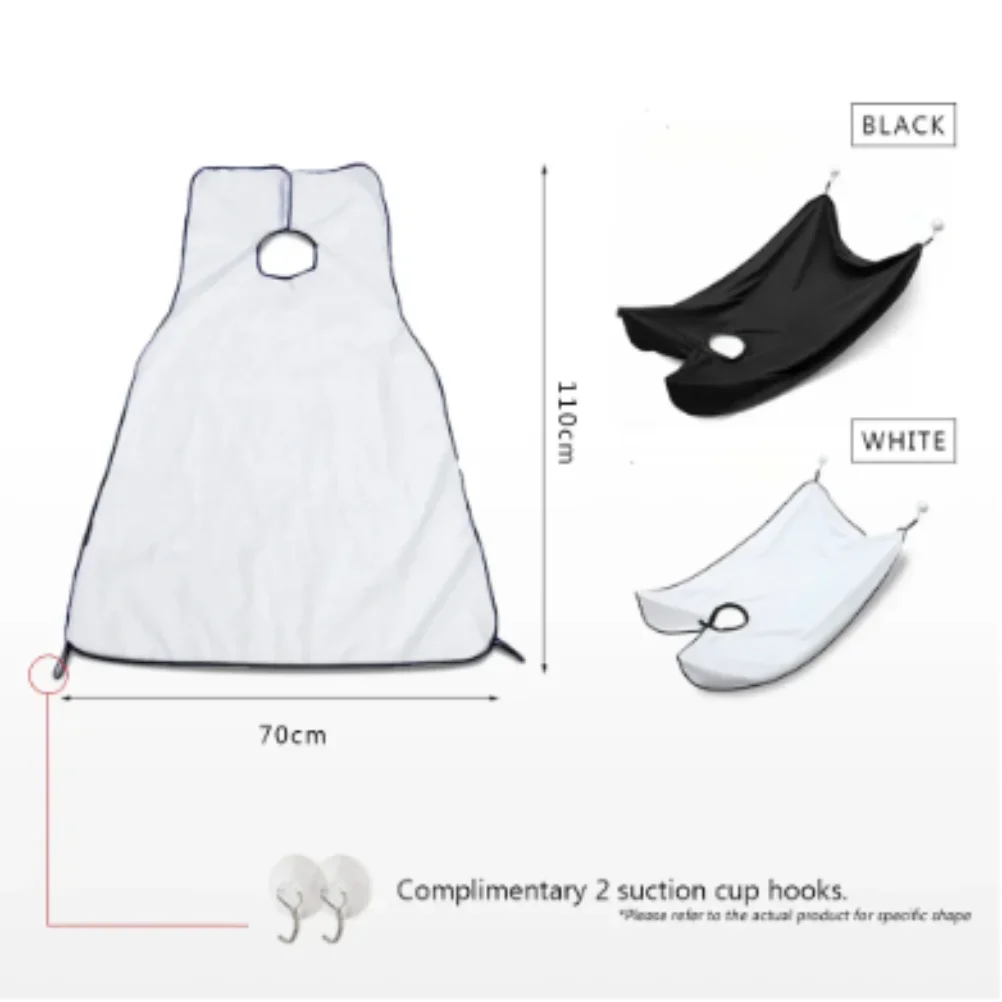 Barba Catcher Cape Bavaglino Specchio Ventosa Grembiule Rasatura dei capelli Barba Catcher Cura pulita Panno floreale impermeabile con due Suctio - immagine 4