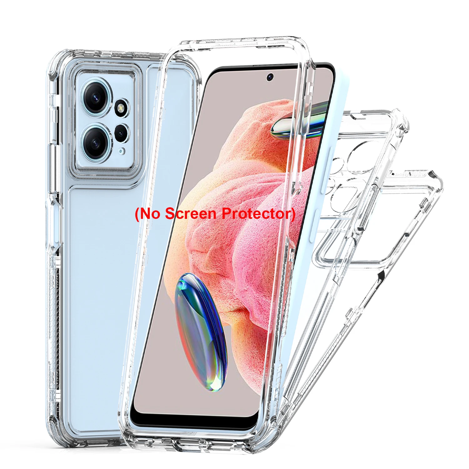 Rugged Armor Shockproof Phone Case with Transparent TPU Back Cover