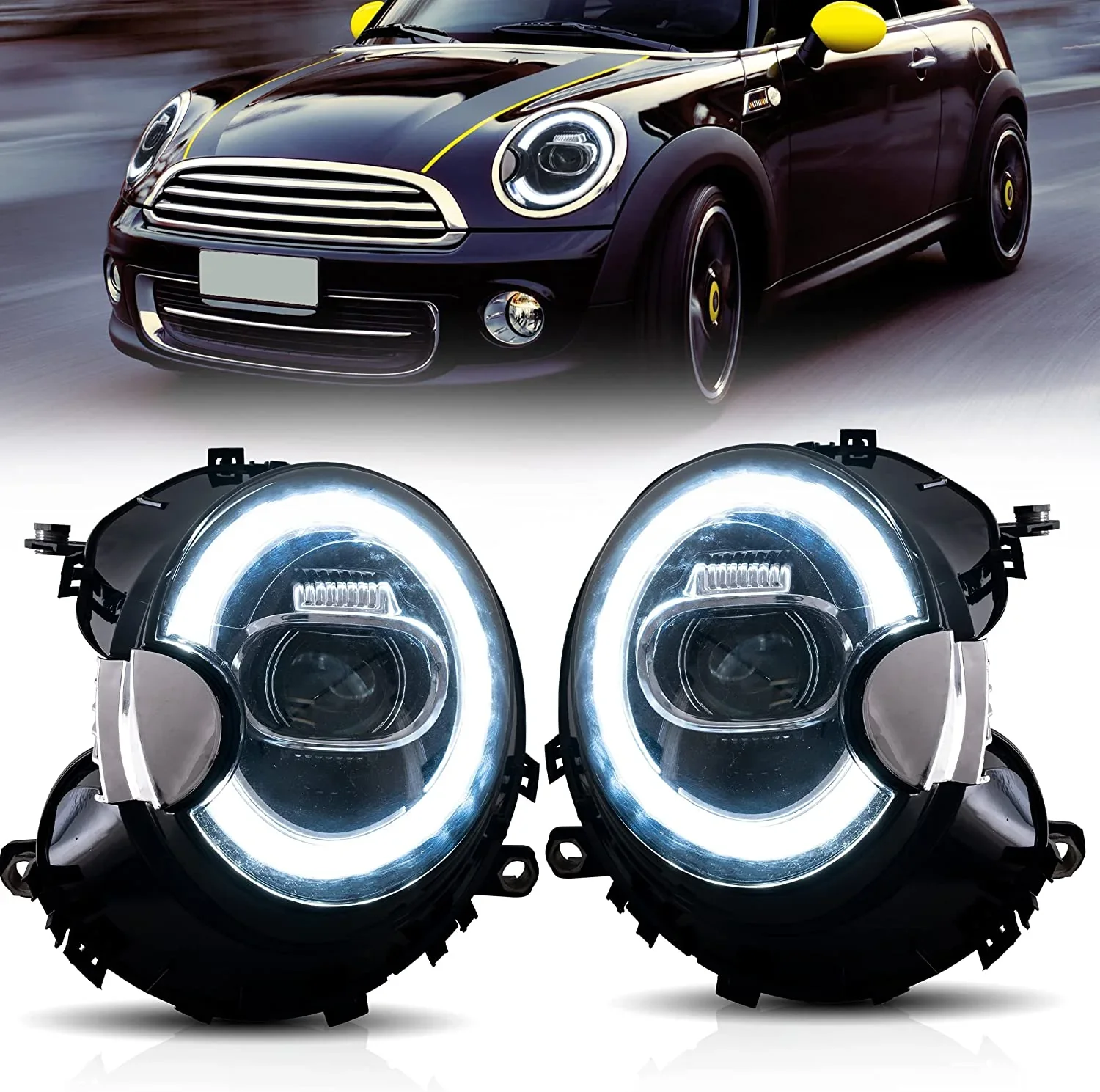 

LED Headlights For Mini Cooper R55 R56 R57 R58 R59 2007-2013 w/ Start up Dynamic Animation