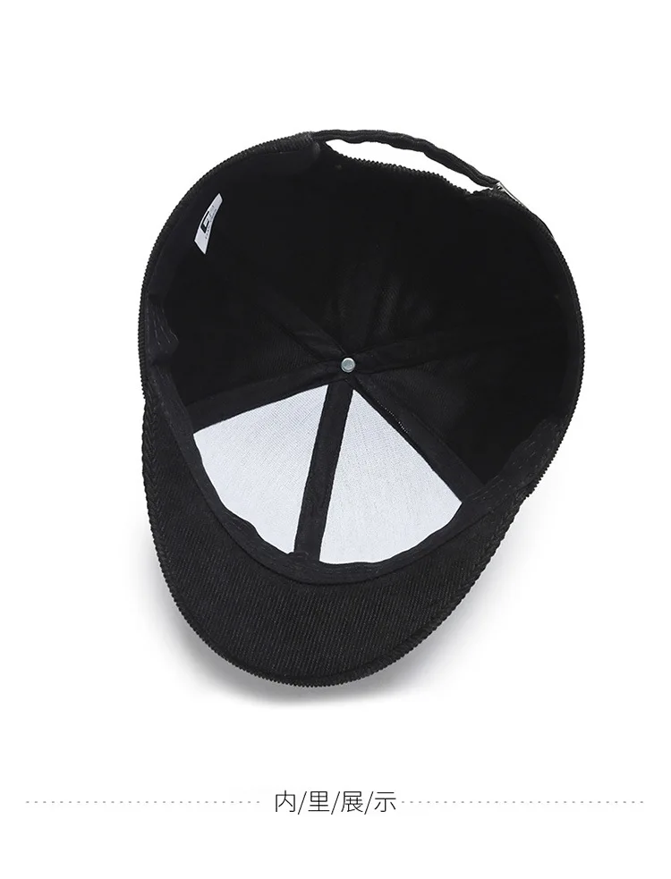 Herren-Baseballkappe mit kurzer Krempe, lässig, solide Cord-Soft-Top-Kappe, kleine Krempe, Snapback-Kappen für Damen, Bone Gorras, Papa-Mütze – Detail 10