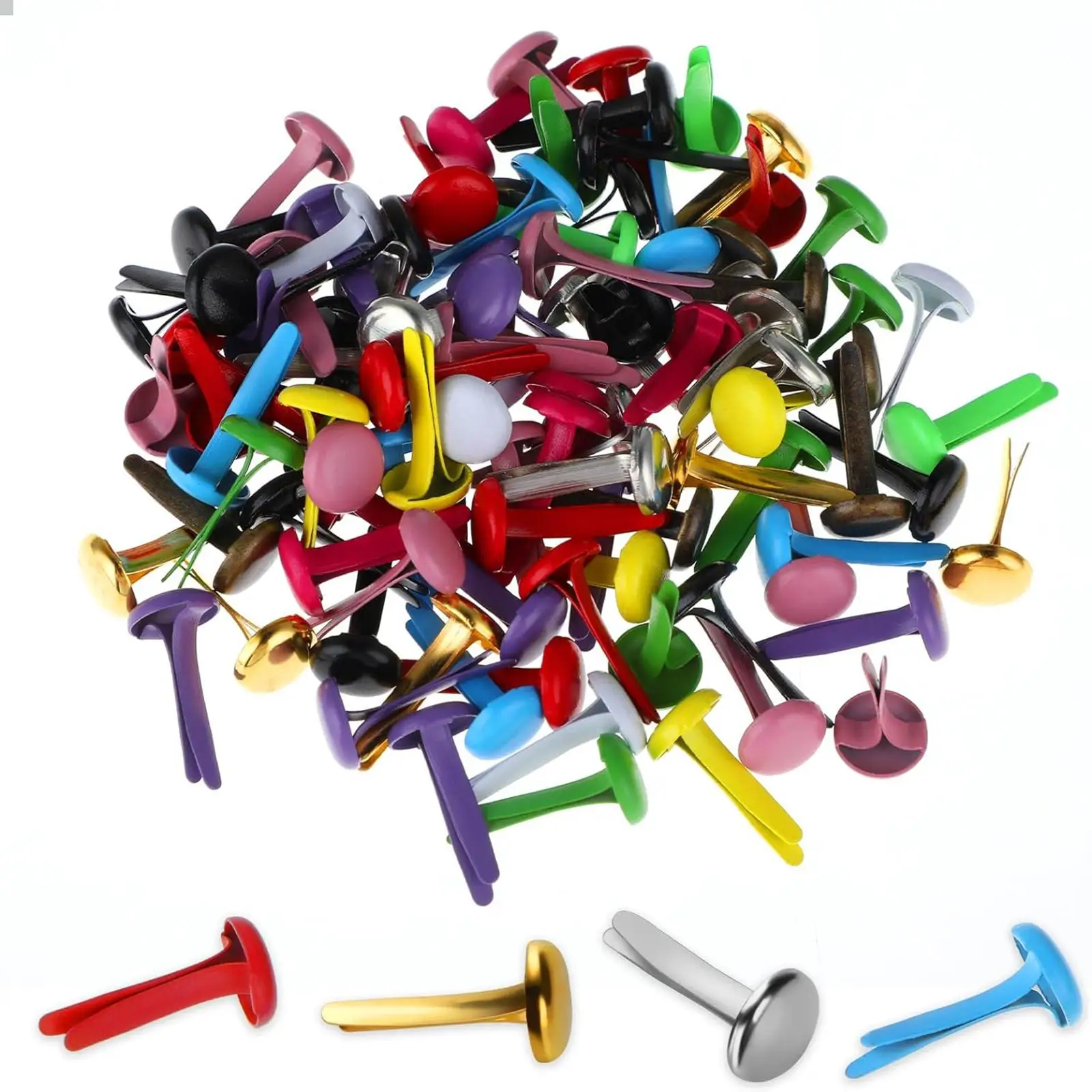 Mini Metal Parisian Fasteners Slotted Pins for DIY Stamping Art 200 Pieces Metal Brads
