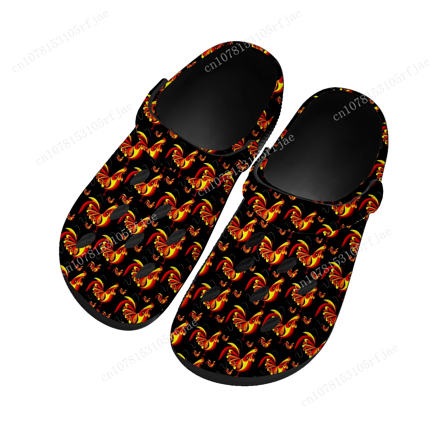 Cartoon Rooster Print Home Clogs Custom Water Shoes Mens Womens Teenager Sandals Garden Clog Breathable Beach Hole Slippers