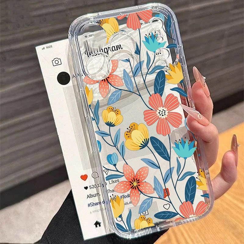 INS Butterfly Flowers Silicone Transparent Case with Elegant Design