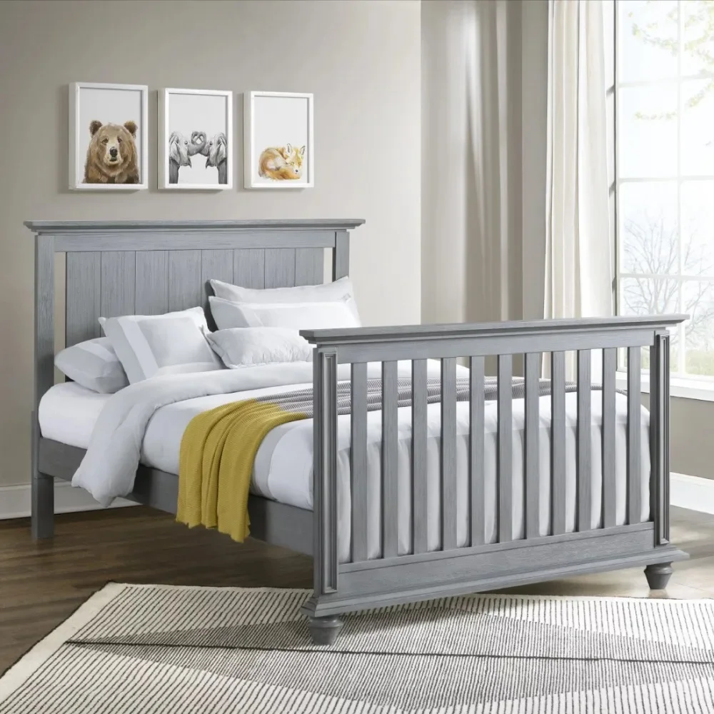 Baby Langston 4-in-1 Convertible Crib, Weathered White, Wooden Crib 3