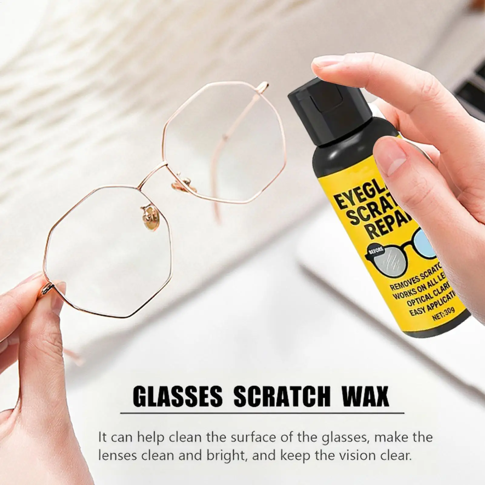 Glass Cleaner Eyeglass Scratch Remover Car Windshield Defogger Polishing Scratch-Resistant Solution for Camera Table Screen Car