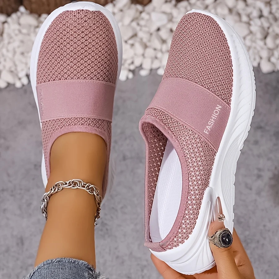 Damen Casual Slip-On Sneakers Atmungsaktives Gewebe Leichte PVC-Sohle Maschinenwaschbar Reinigbar Ganzjahres-Komfortschuhe – Detail 6