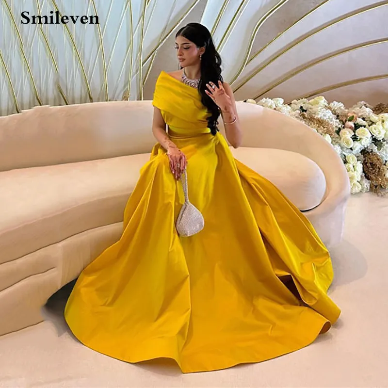 Smileven-Saudi-Arabia-Formal-Evening-Dresses-A-Line-Gold-One-Shoulder ...
