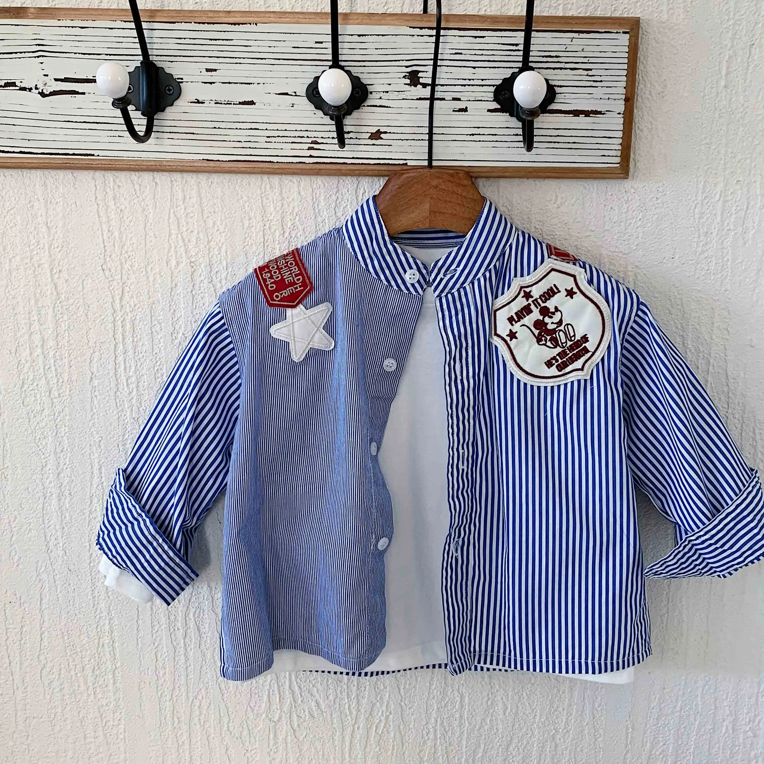 Children's Shirt Spring New Product: Boys' and Girls' Korean Edition Long Sleeve Striped Shirt, Boys' Clothing Shirt